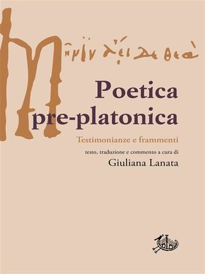 cover image of Poetica pre-platonica
